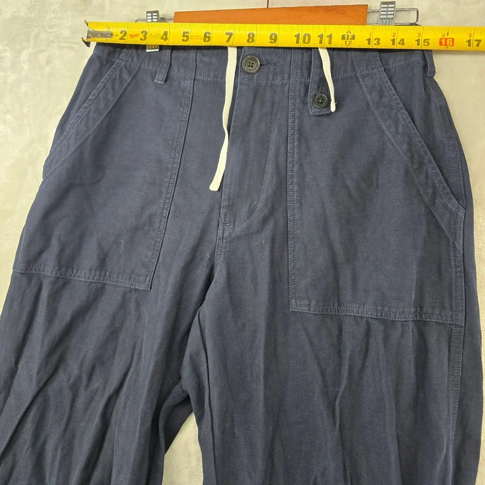 Porter James Sports Fatigue Pants Mens Medium Navy Blue Drawstring Trousers